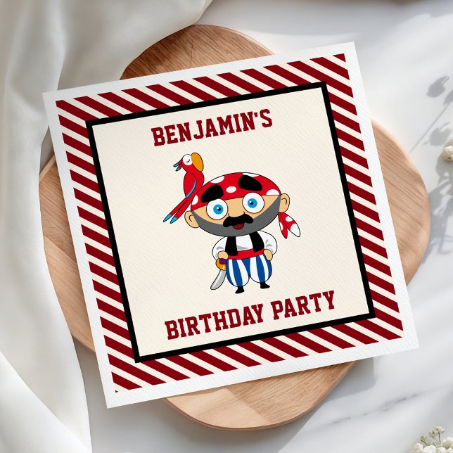 Cute Pirate Kids Birthday Party Paper Napkin (Creator Uploaded)