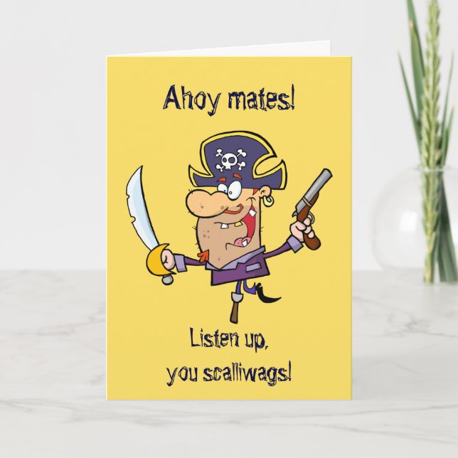 Cute Pirate Kid's Personalised Birthday Card (Front)