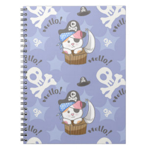Cute Pirate Kitten Pattern Notebook