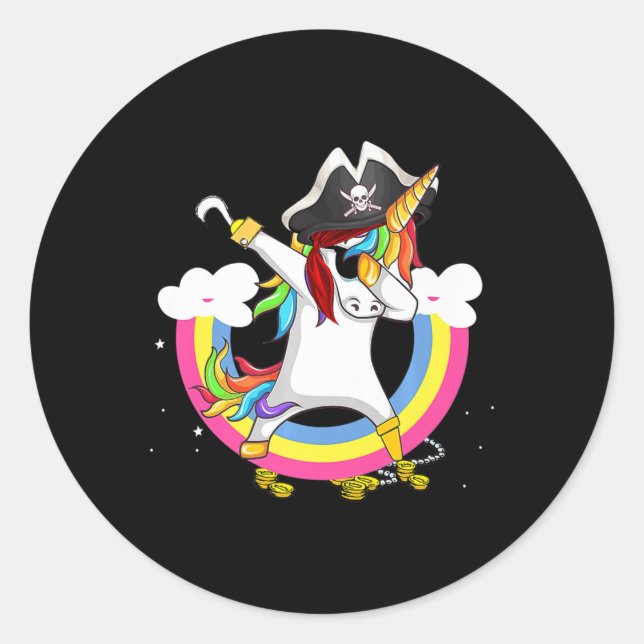 Cute Pirate Magical Unicorn Fun Awesome Halloween  Classic Round Sticker (Front)