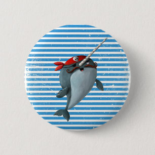 Cute Pirate Narwhal 6 Cm Round Badge