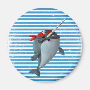 Cute Pirate Narwhal Magnet
