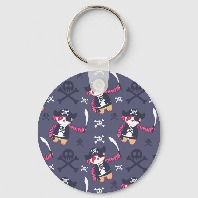 Cute Pirate Panda Bear Pattern Key Ring (Front)