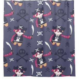 Cute Pirate Panda Bear Pattern Shower Curtain
