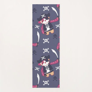 Cute Pirate Panda Bear Pattern Yoga Mat