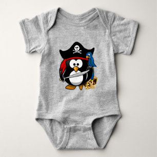 Cute Pirate Penguin Baby Bodysuit
