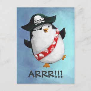 Cute Pirate Penguin Postcard