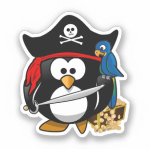 Cute Pirate Penguin with Parrot