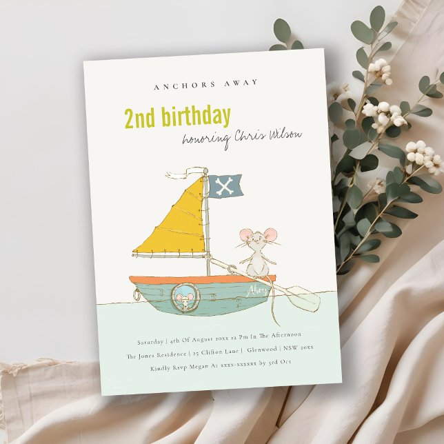 Cute Pirate Sailboat Kids Any Age Birthday Invite (Creator Uploaded)