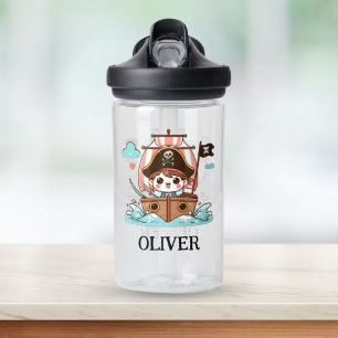 Cute Pirate Sailor Kid on a Pirate Ship Water Bottle