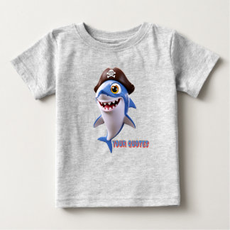 Cute Pirate Shark Cartoon – 3D Kids Illustration Baby T-Shirt