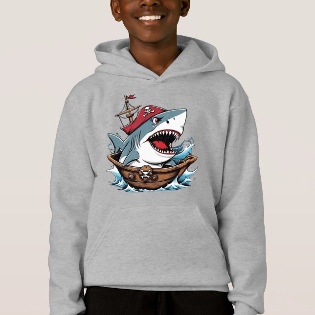 Cute pirate shark on a boat  (Front)