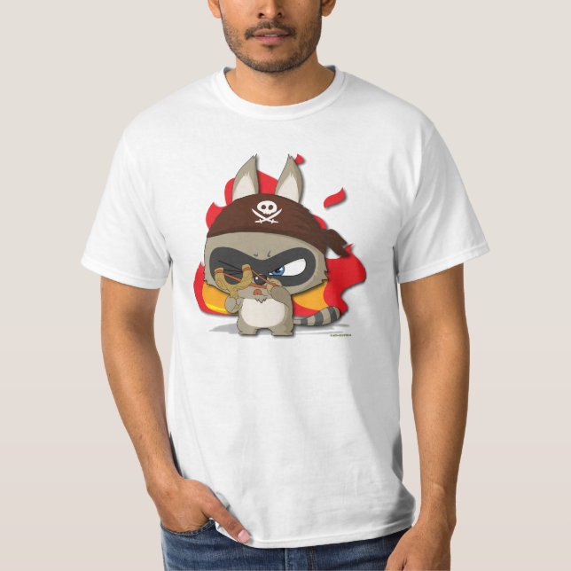 Cute Pirate Slingshot Cartoon Character T-shirt (Front)