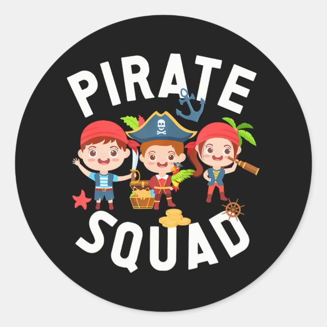 Cute Pirate Squad Pirate Crew Classic Round Sticker (Front)