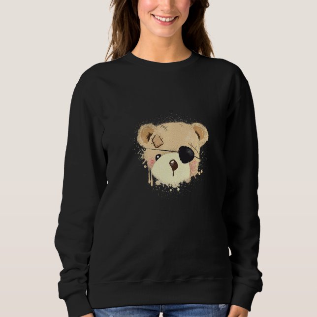 Cute Pirate Teddy Graffiti With Eye Patch Sweatshirt (Front)
