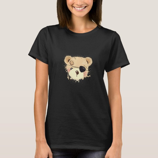 Cute Pirate Teddy Graffiti With Eye Patch T-Shirt (Front)