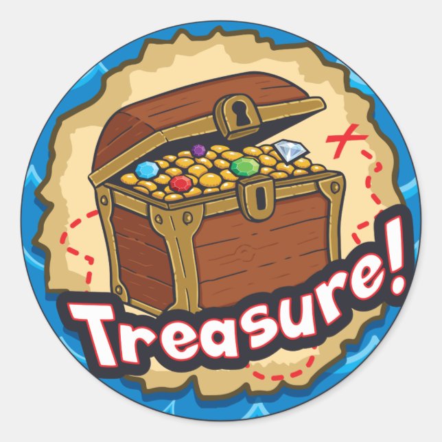 Cute Pirate Treasure Chest Sticker (Front)