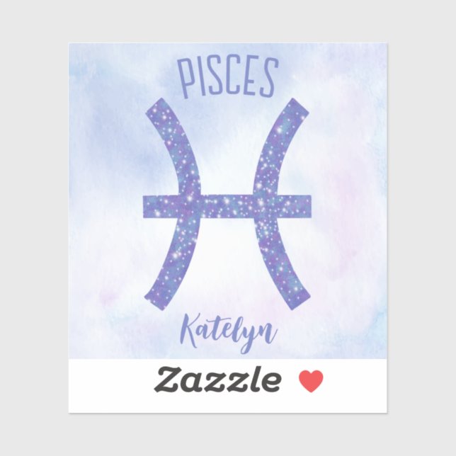 Cute Pisces Astrology Sign Personalised Purple (Sheet)