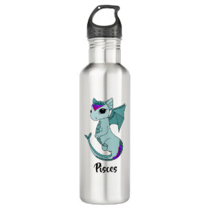 Cute Pisces Dragon design zodiac water bottle