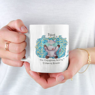 Cute Pisces Fish Watercolor Bull Zodiac Monogram Coffee Mug