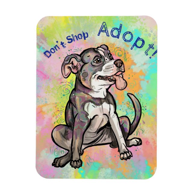 Cute Pit Bull "Adopt!, don't shop" Magnet (Vertical)