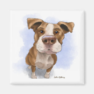 Cute Pit Bull Cartoon Magnet