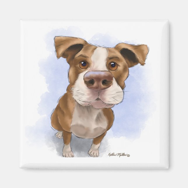 Cute Pit Bull Cartoon Magnet (Front)