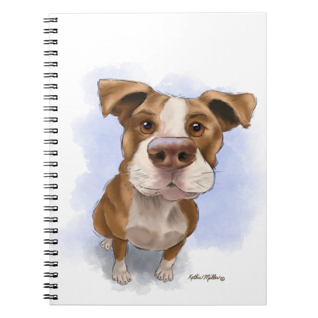 Cute Pit Bull Cartoon Notebook (Front)