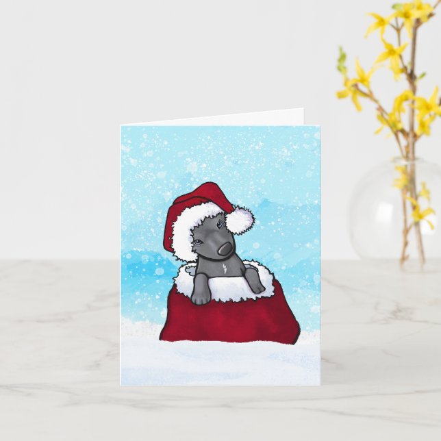 Cute Pit Bull Christmas Card (Yellow Flower)
