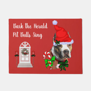 Cute Pit Bull Christmas  Doormat