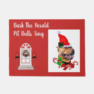 Cute Pit Bull Christmas  Doormat