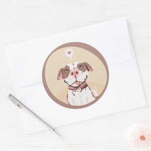 Cute Pit Bull Classic Round Sticker