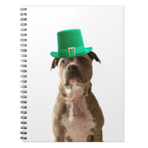 Cute Pit Bull Dog Hat St. Patrick's Day Notebook