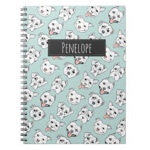Cute Pit Bull Dog Pattern Add Your Name Notebook
