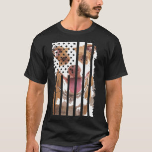 Cute Pit Bull Dog Picture Puppy American Us Flag T-Shirt