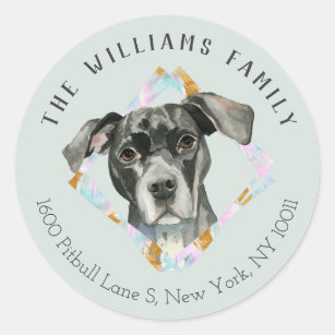Cute Pit Bull Dog Portrait   Return Address Label