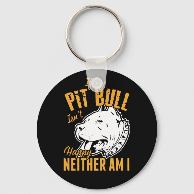 Cute Pit Bull Mum Dad Puppy Dog Pitbull Rescue Key Ring (Front)