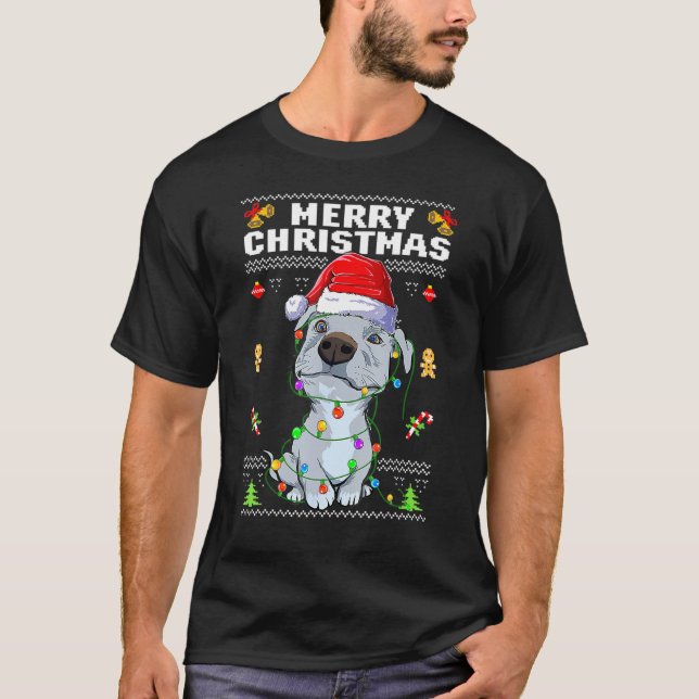 Cute Pit Bull Puppy Merry Christmas Ugly Sweater P (Front)