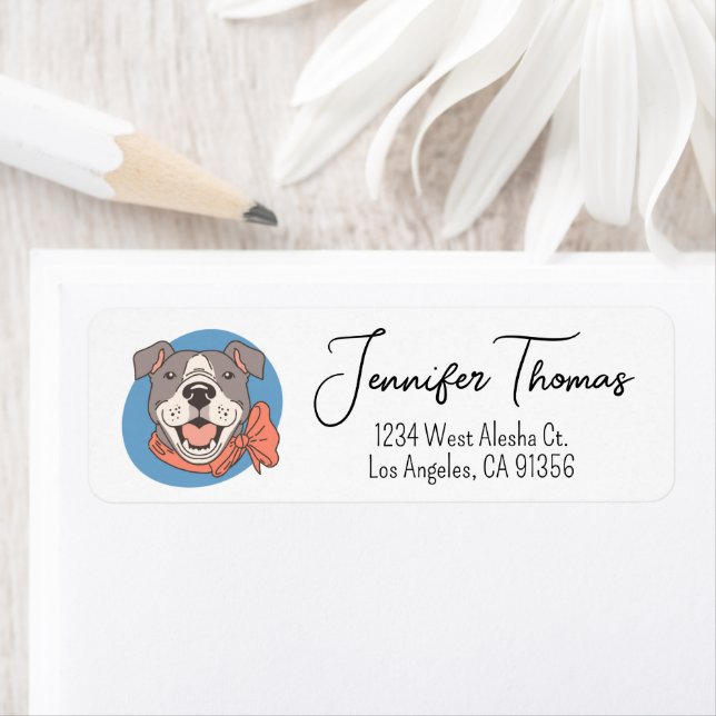 Cute Pit Bull Return Address Label (Insitu)
