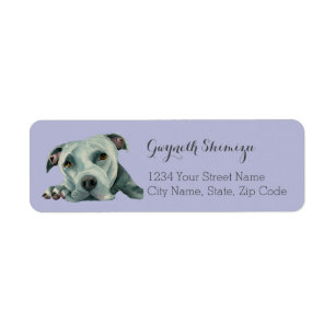 Cute Pit Bull Terrier Dog Return Address Return Address Label