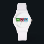 Cute Pit Bull Watch<br><div class="desc">Peace Love Pit Bull. A pretty peace sign,  heart,  and a cute dog.</div>