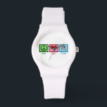 Cute Pit Bull Watch<br><div class="desc">Peace Love Pit Bull. A pretty peace sign, heart, and a cute dog.</div>