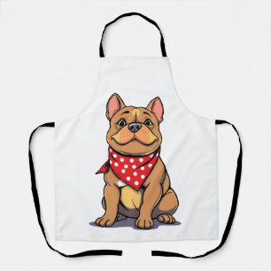 Cute Pitbull Bulldog with Bandanna Funny Dog Lover Apron