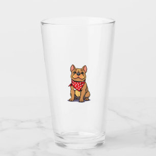 Cute Pitbull Bulldog with Bandanna Funny Dog Lover Glass
