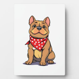 Cute Pitbull Bulldog with Bandanna Funny Dog Lover Plaque