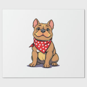 Cute Pitbull Bulldog with Bandanna Funny Dog Lover Wrapping Paper