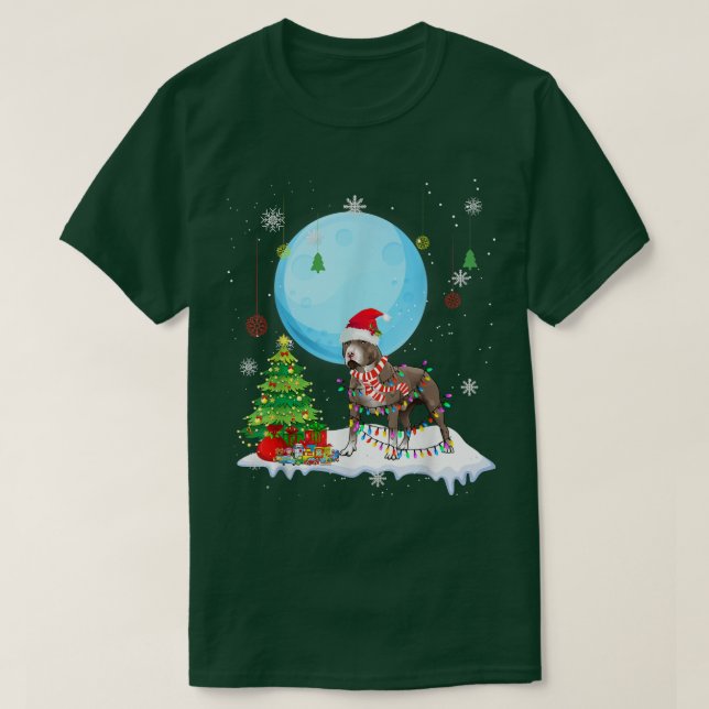 Cute Pitbull Christmas Dog Lights Lover Tee  (Design Front)