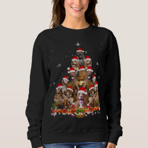 Cute Pitbull Christmas Tree Dog Santa Xmas Tee Fun