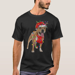 Cute Pitbull Christmas Tree Lights Dog T-Shirt