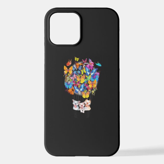 Cute Pitbull Dog Butterfly Hot Air Balloon iPhone Case (Back)